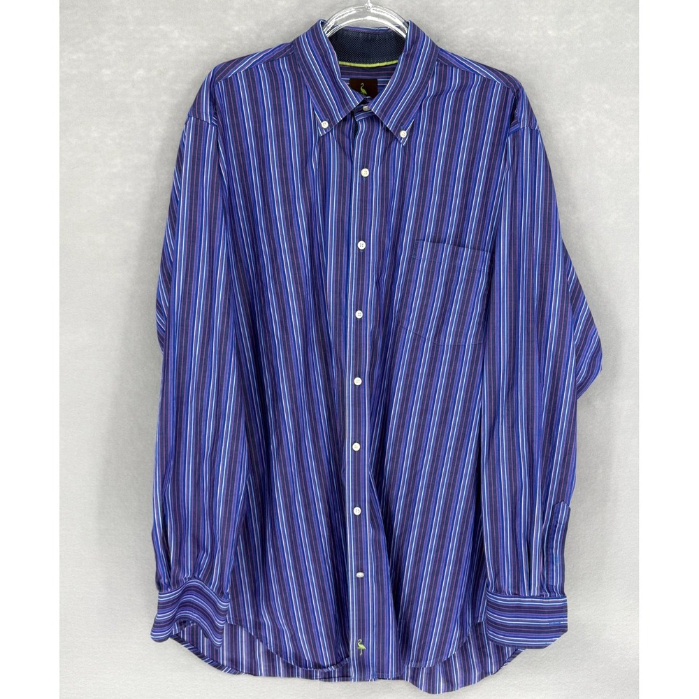 Tailorbyrd Shirt Mens 3XLT Blue Stripe Long Sleeve Button Front‎ Cotton Casual